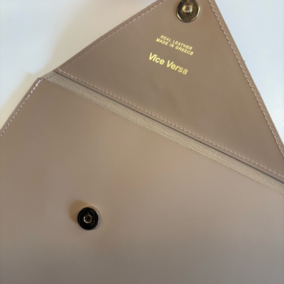 Vice Versa || Thunder Leather Clutch Asymmetrical Bag Made in Greece Taupe Tan